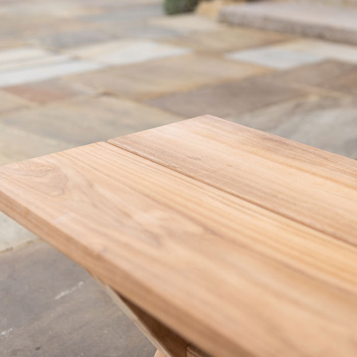 Teak Plank Bench 1.2m close up