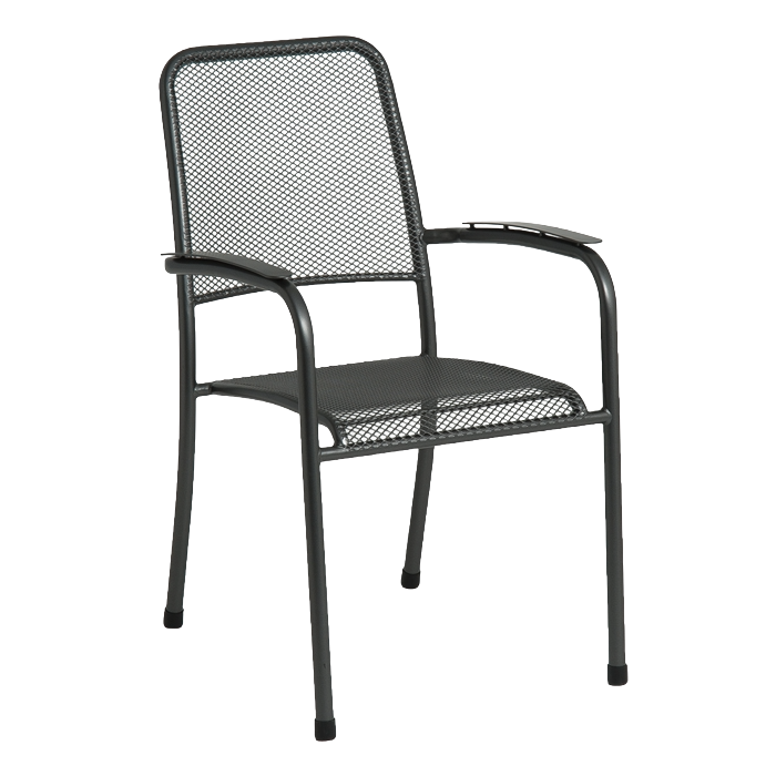 Black metal chair on a white background