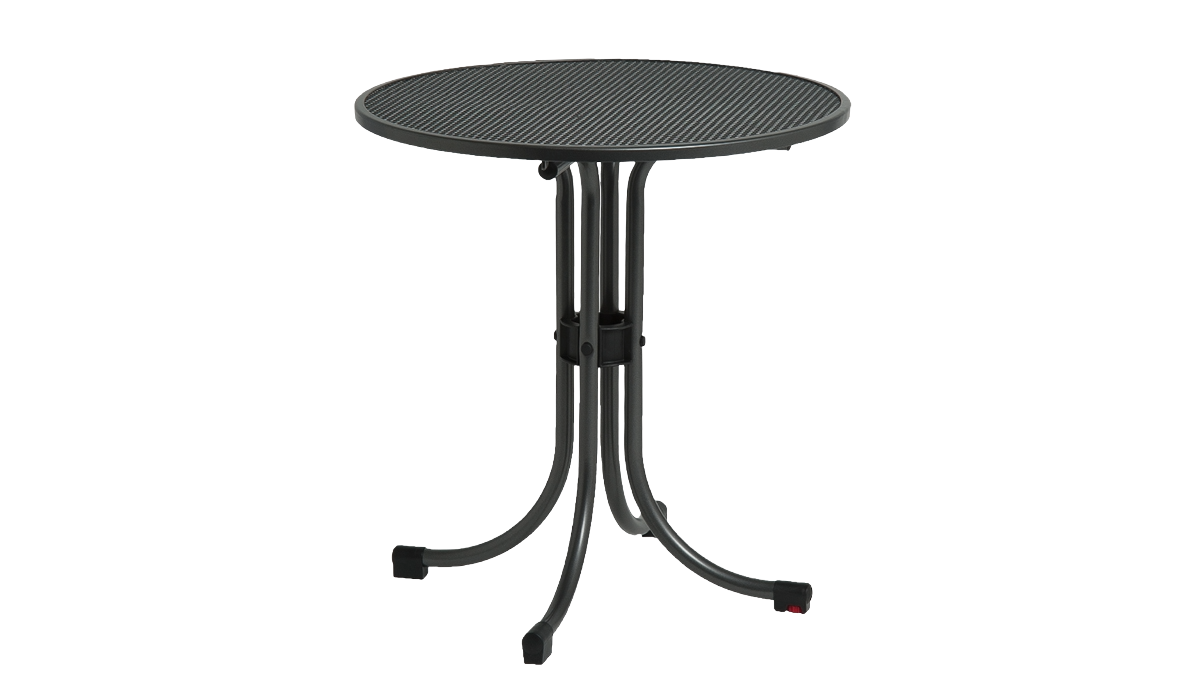 Black metal table on a white background