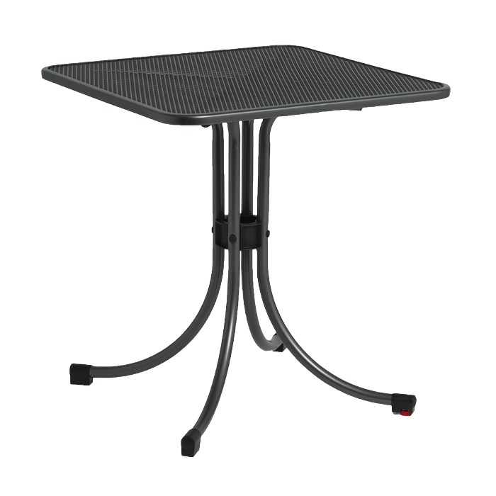 Black metal outdoor table on a white background
