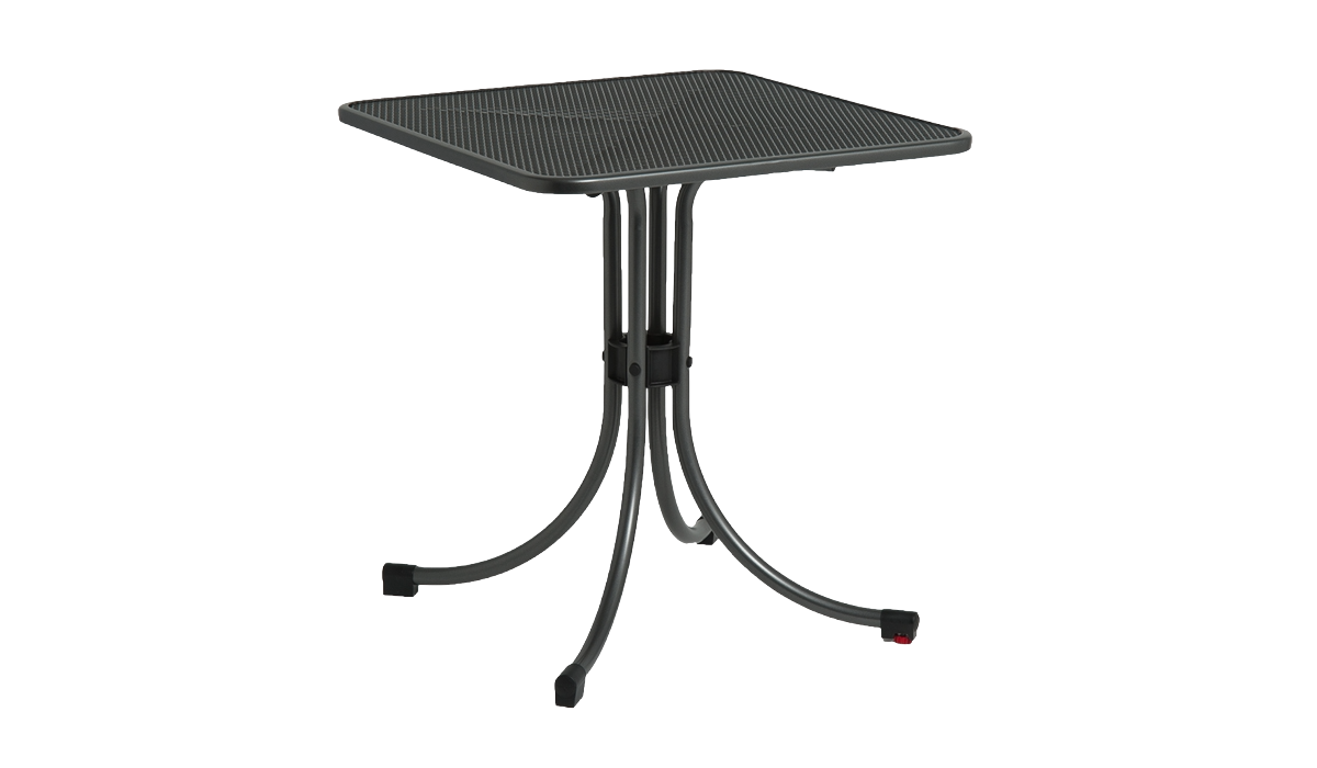Black metal outdoor table on a white background