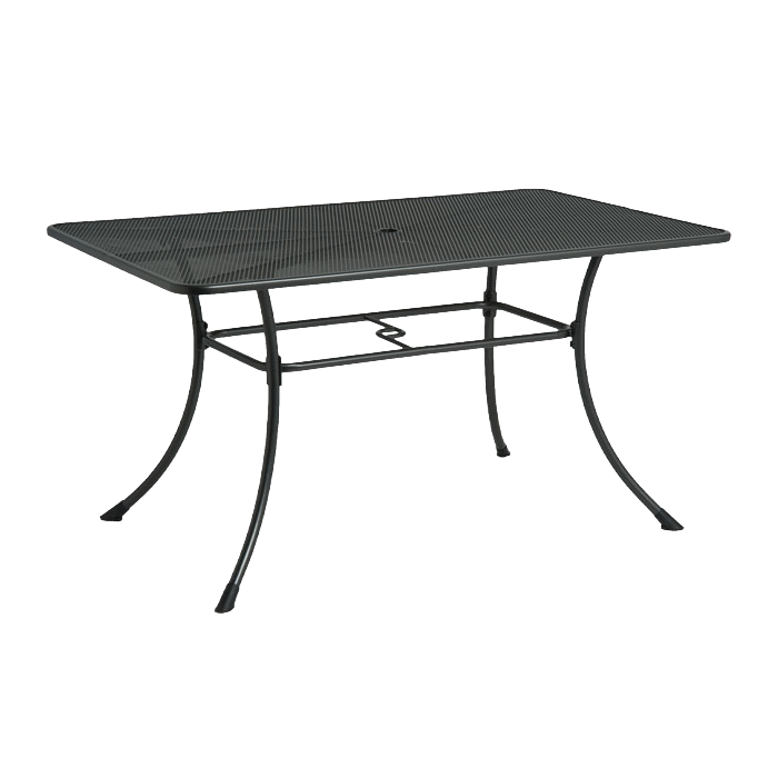 Black metal outdoor table on a white background