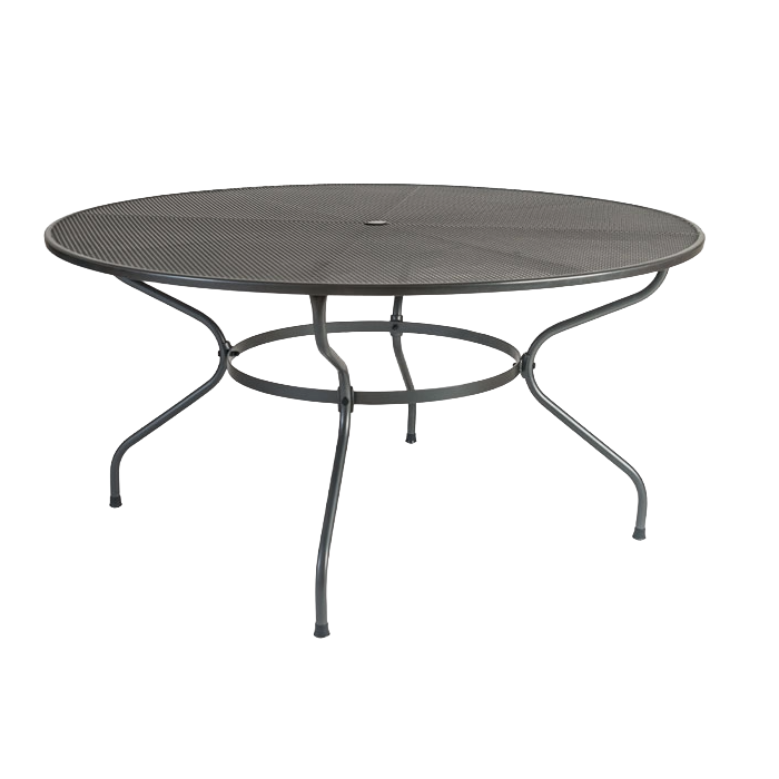 Round metal table on a white background