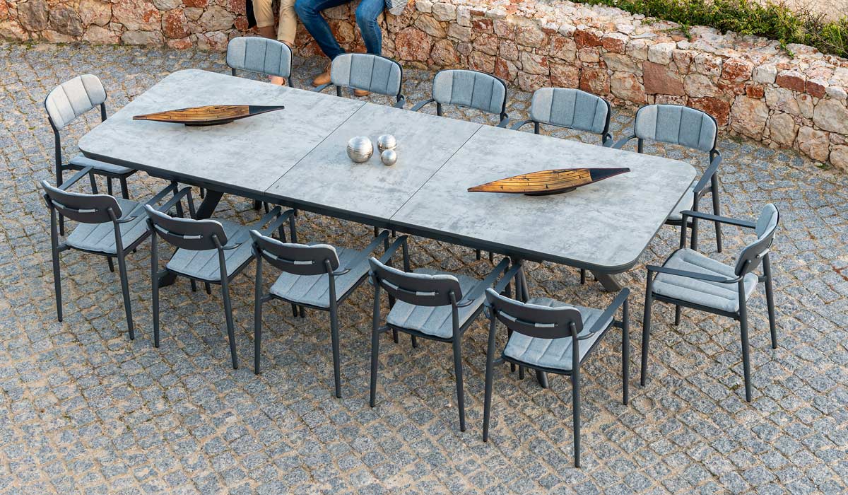 Rimini Armchair with Cushion with 12 seater table