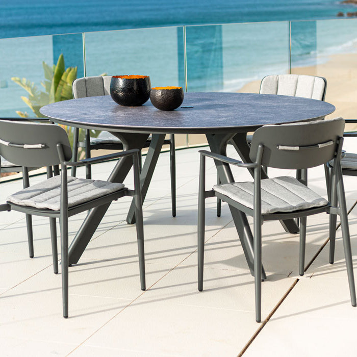 Alexander Rose Rimini Metal 6 Seater Round Table with Ceramic Glass
