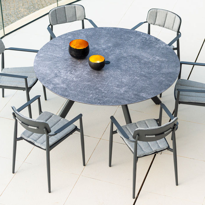 Alexander Rose Rimini Metal Round Table with Ceramic Glass