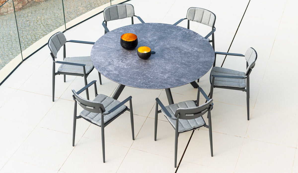 Alexander Rose Rimini Metal Round Table with Ceramic Glass