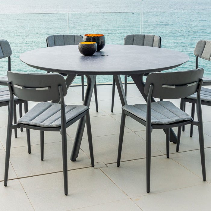 Alexander Rose Rimini 8 Seater Metal Round Table with Ceramic Glass