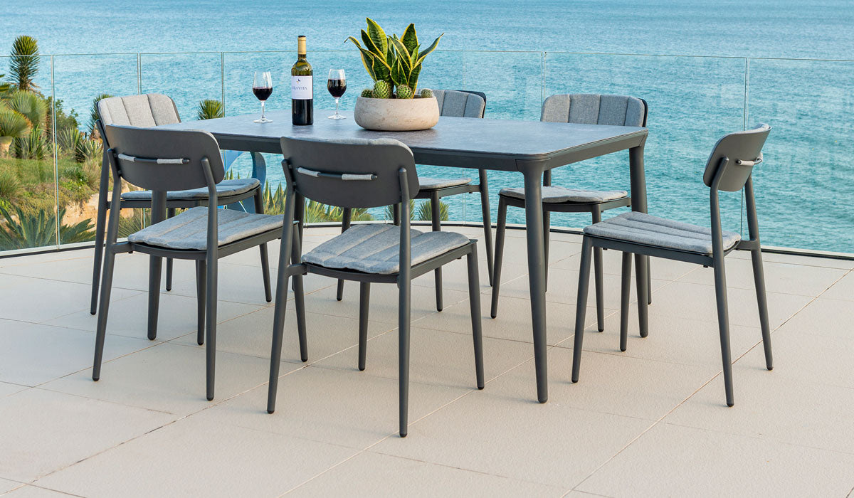 Alexander Rose Rimini Rectangular Table W. Ceramic Glass 1.0m x 1.5m