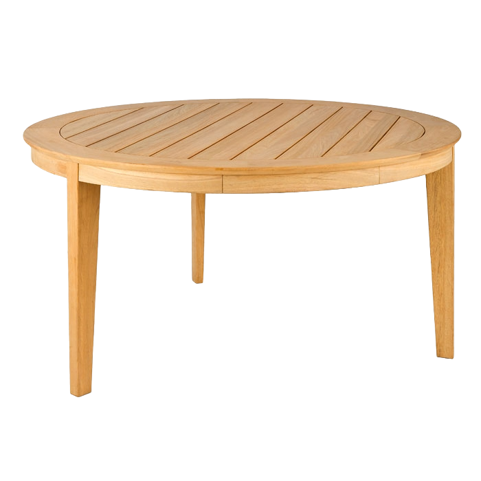 Round wooden table on a white background