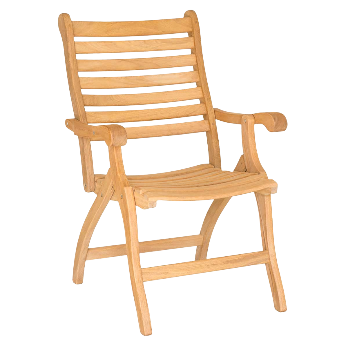 Wooden chair with slatted backrest on a white background