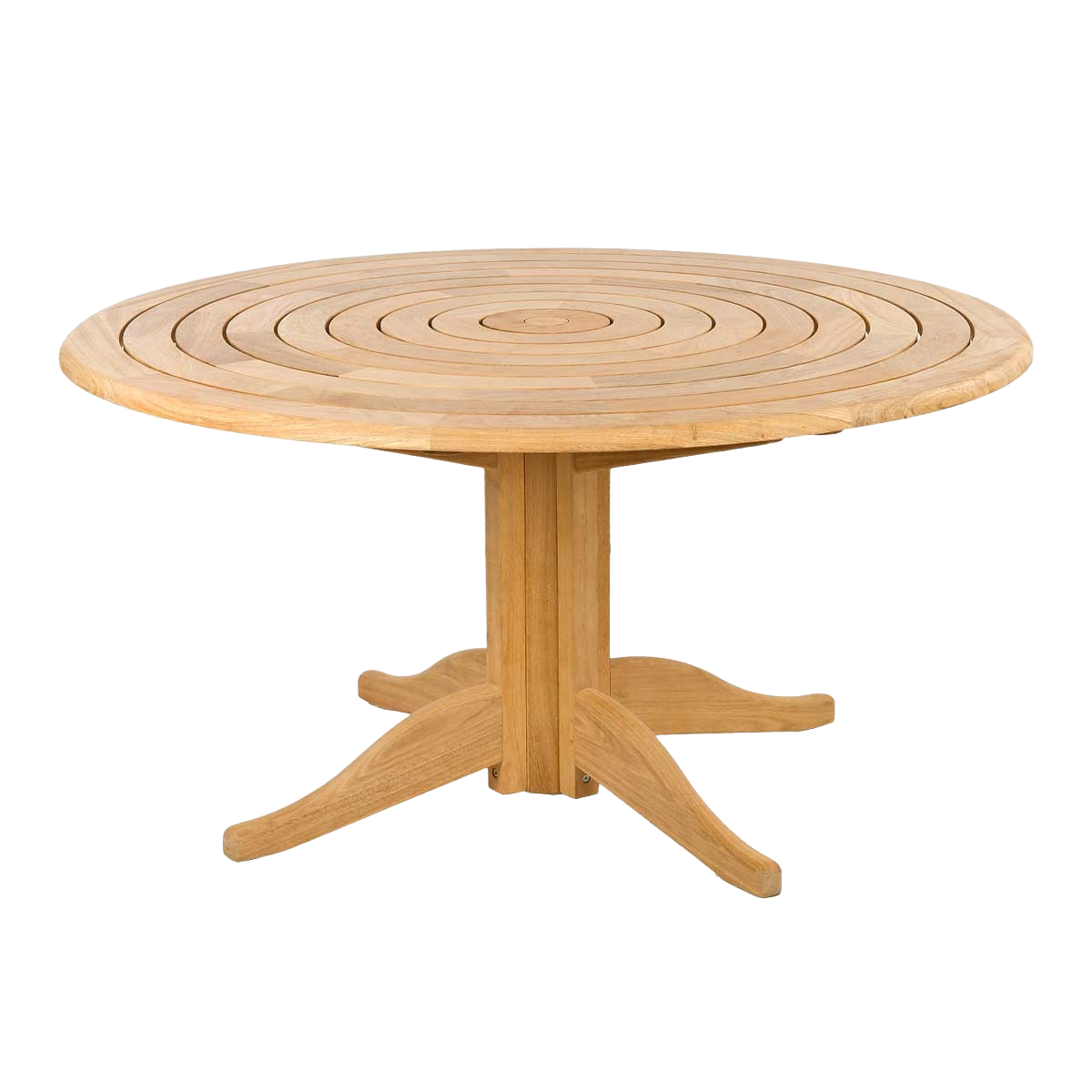 Wooden round table on a white background