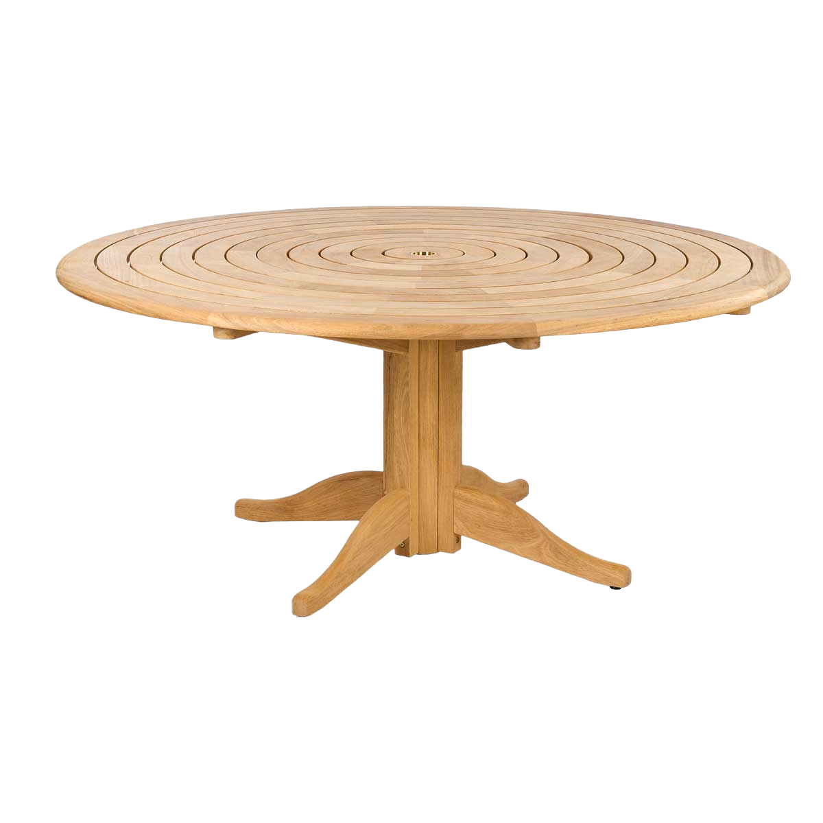 Round wooden table on a white background