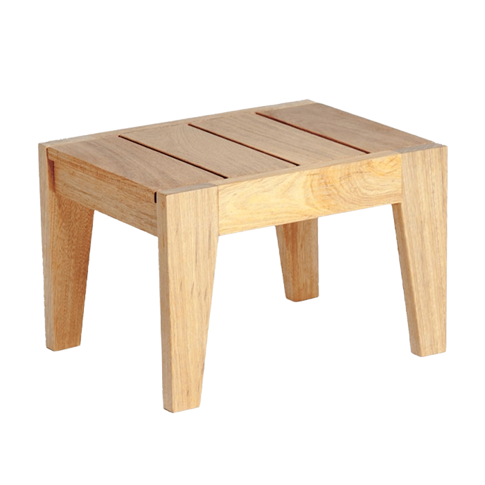 Wooden side table on a white background