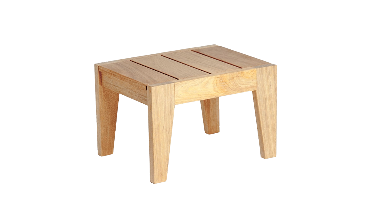 Wooden side table on a white background