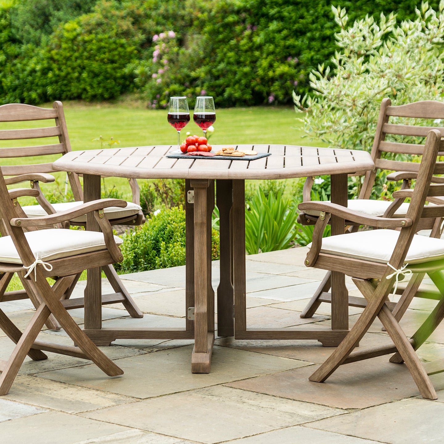 Alexander Rose garden table (folding) and folding chairs