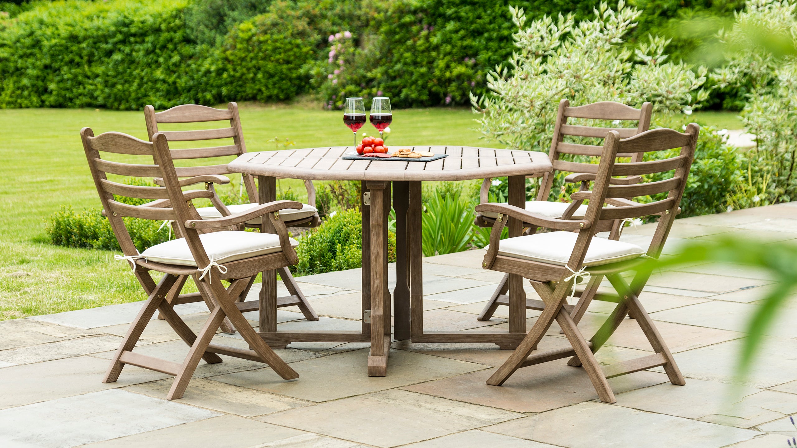 Alexander Rose garden table (folding) and folding chairs