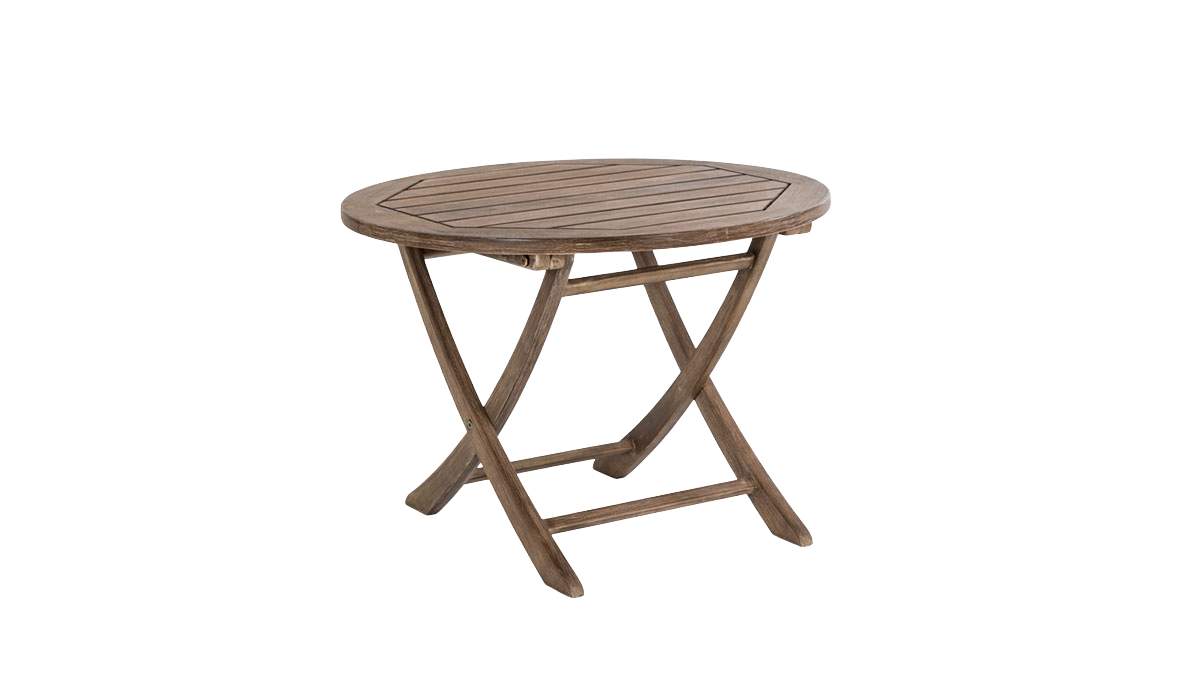 Wooden folding table on a white background