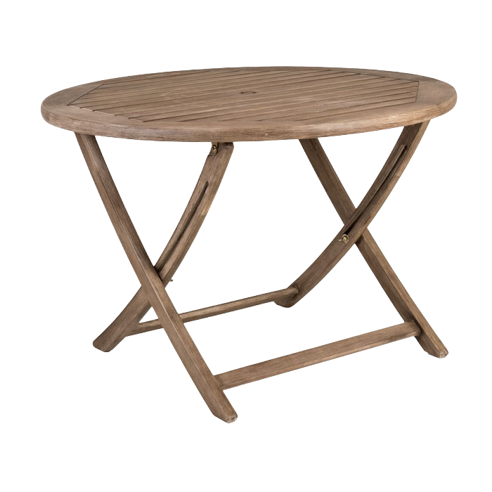 Wooden folding table on a white background