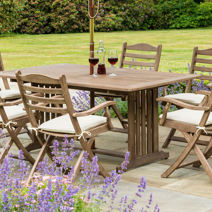Sherwood Garden Dining Set with 6 Folding Carver Chairs & Cushion Seats