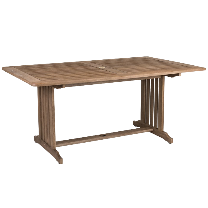 Wooden dining table on a white background
