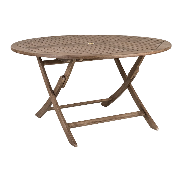 Wooden folding table on a white background