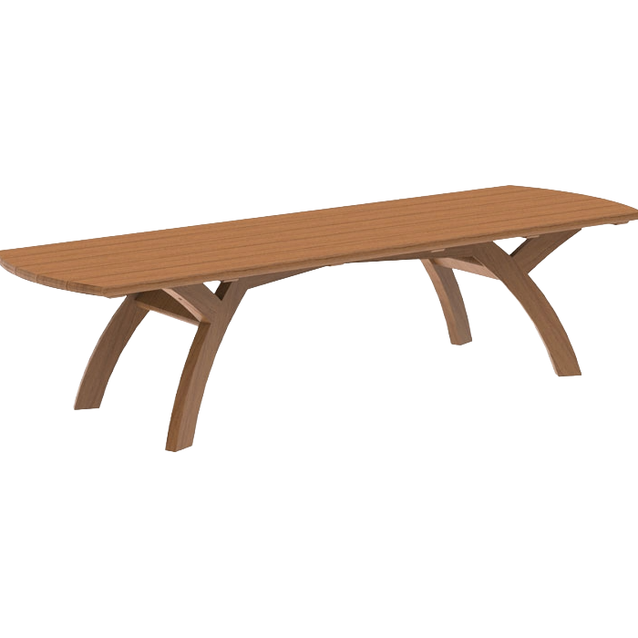 Wooden dining table on a white background