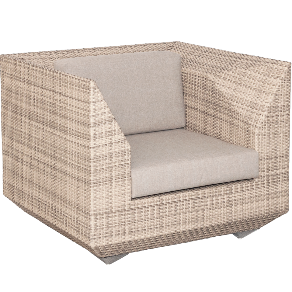Alexander Rose designer garden chair in Ocean Pearl, a stunning light weave crafted by hand