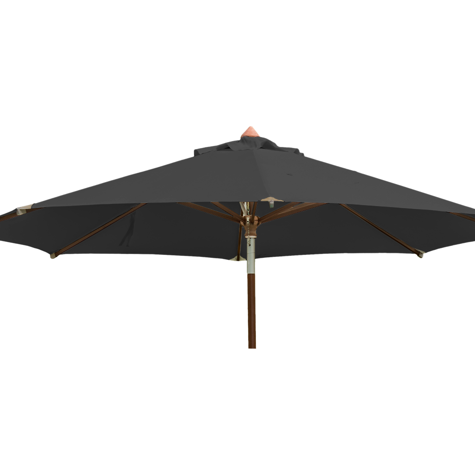 Round Eucalyptus Wood Parasol 2.7m with granite base Charcoal