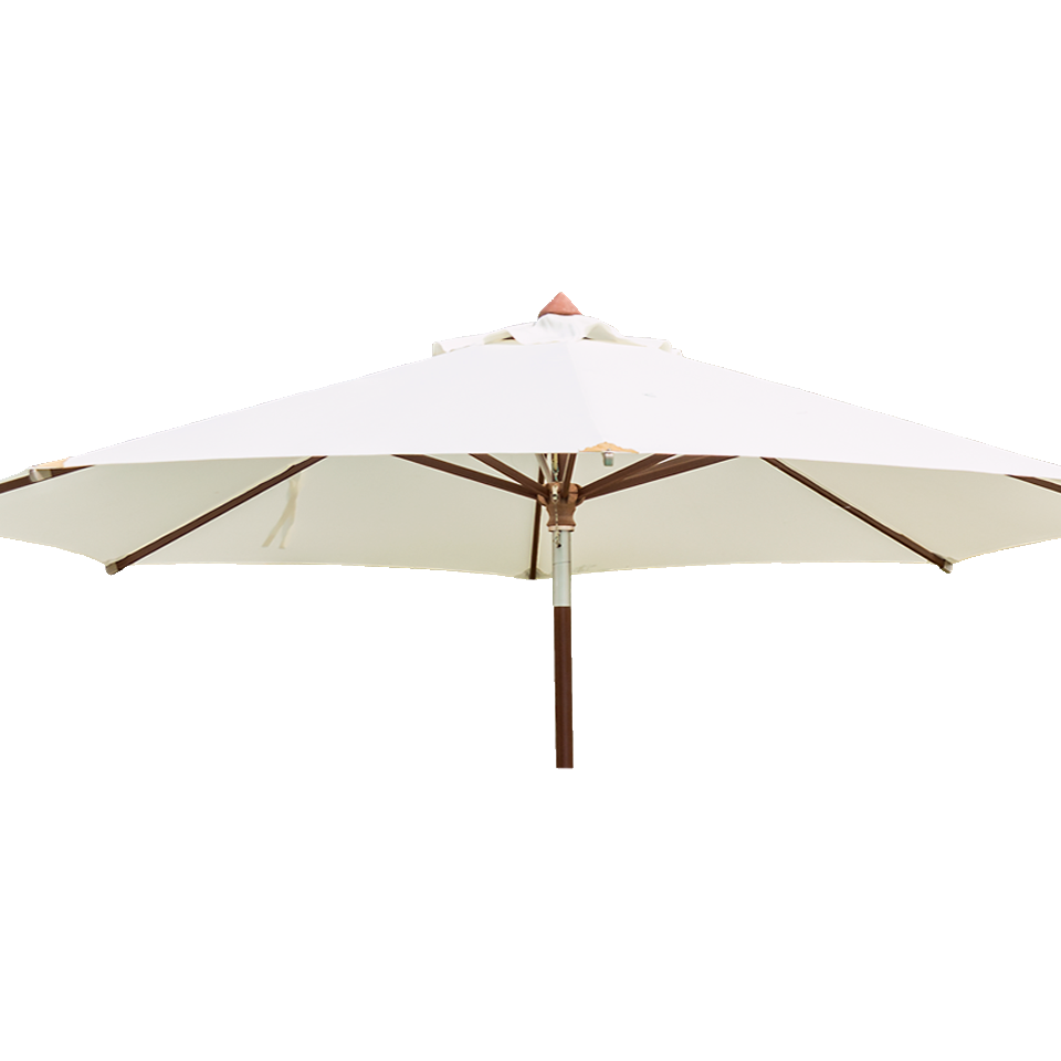 Round Eucalyptus Wood Parasol 2.7m with granite base Ecru