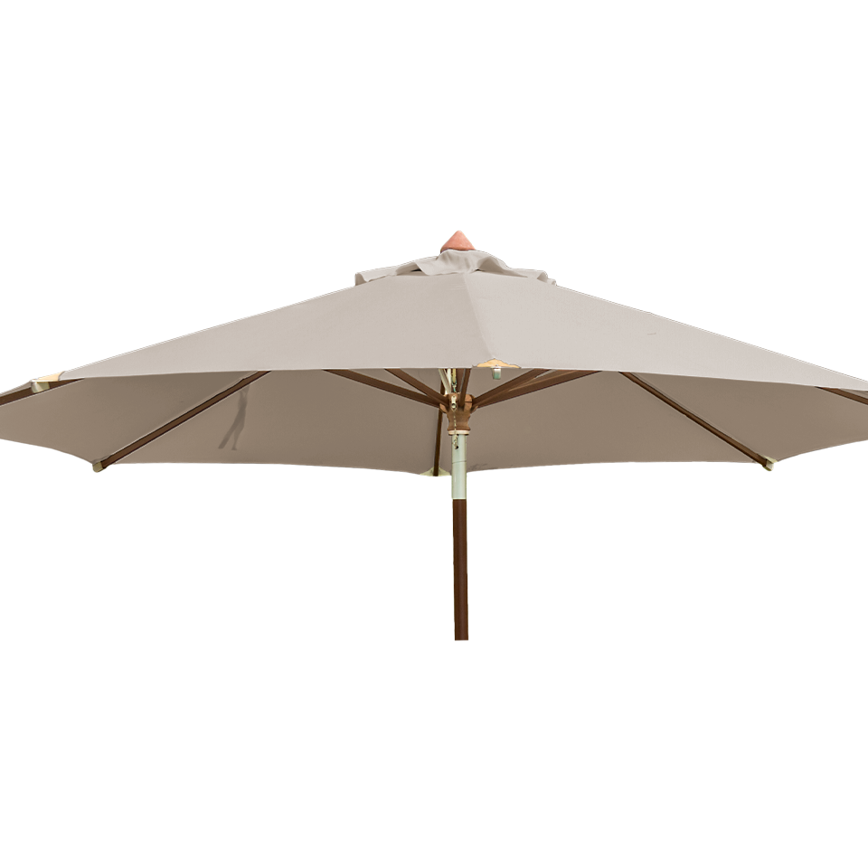 Round Eucalyptus Wood Parasol 2.7m with granite base Ecru