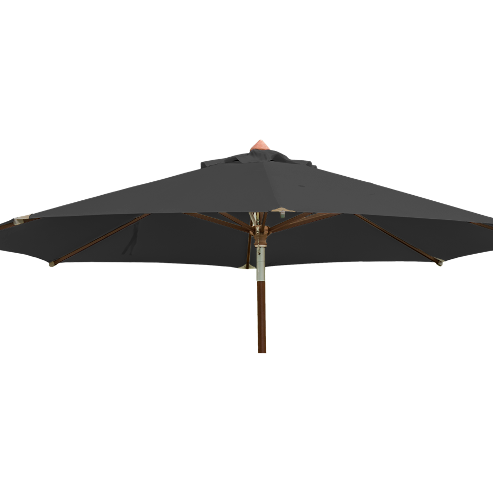 Round Eucalyptus Wood Parasol 2.7m with granite base charcoal