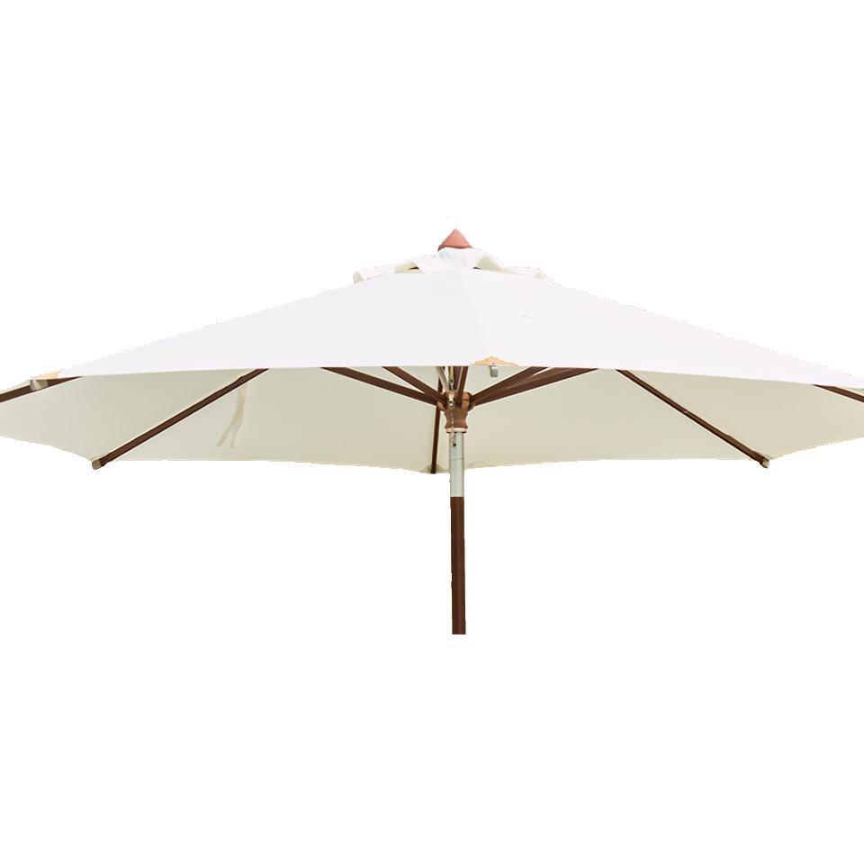 Round Eucalyptus Wood Parasol 2.7m with granite base ecru