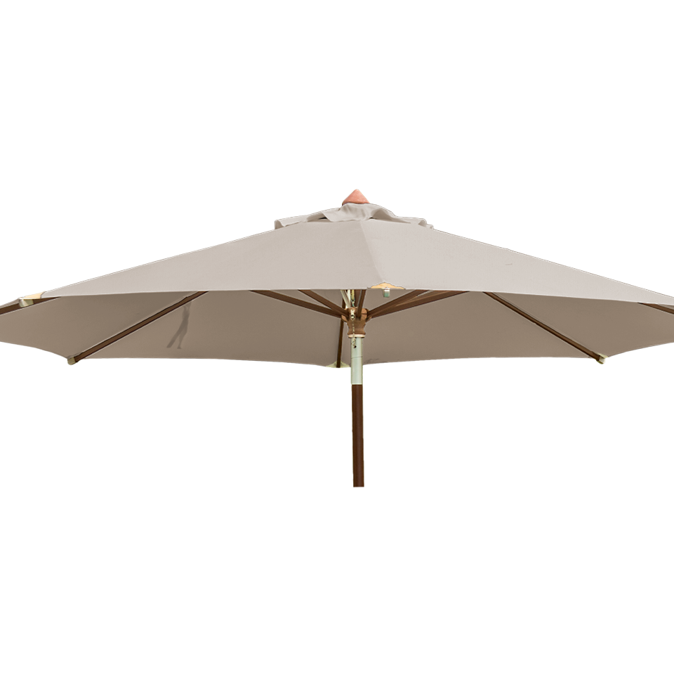 Round Eucalyptus Wood Parasol 2.7m with granite base ecru