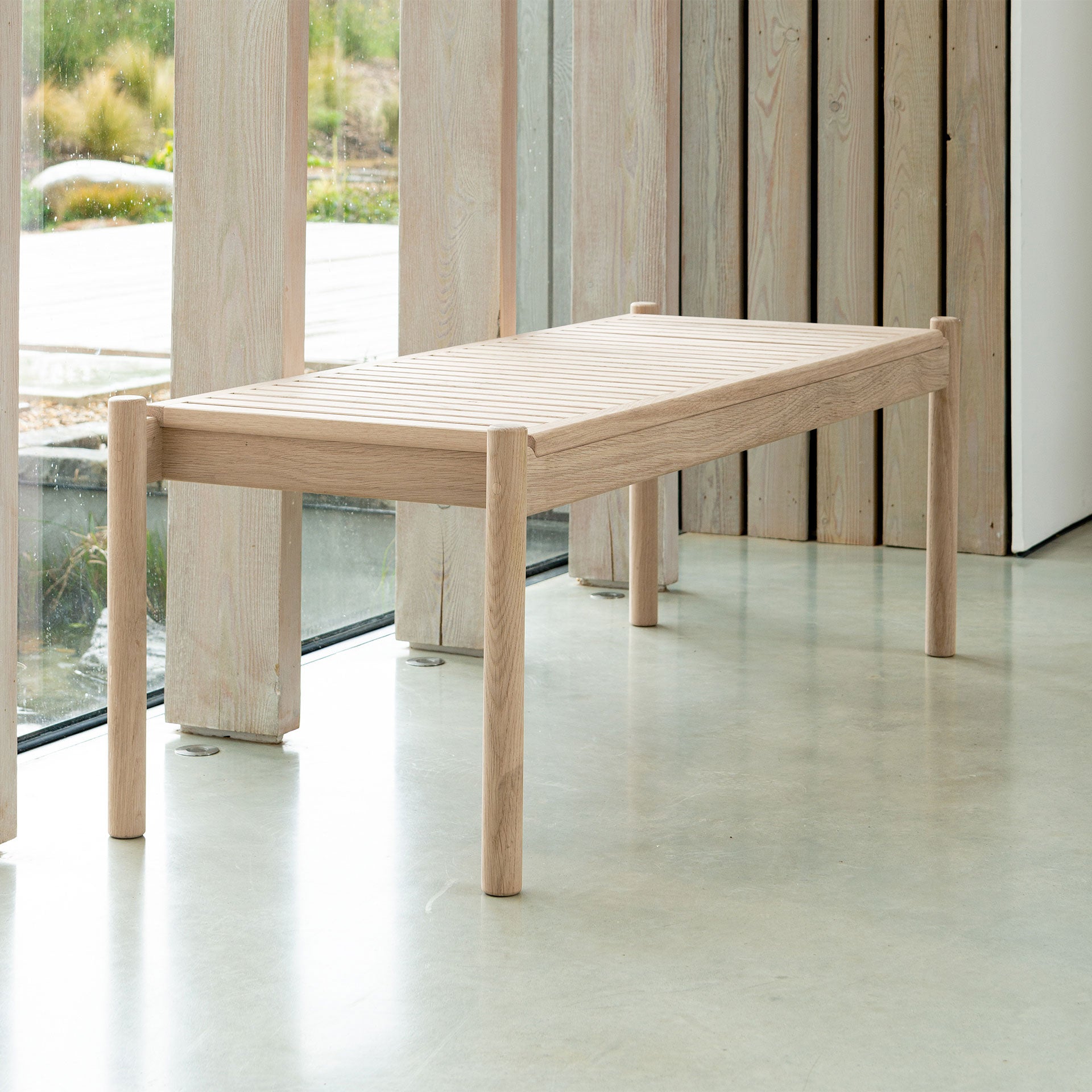 trak bench in open hallway