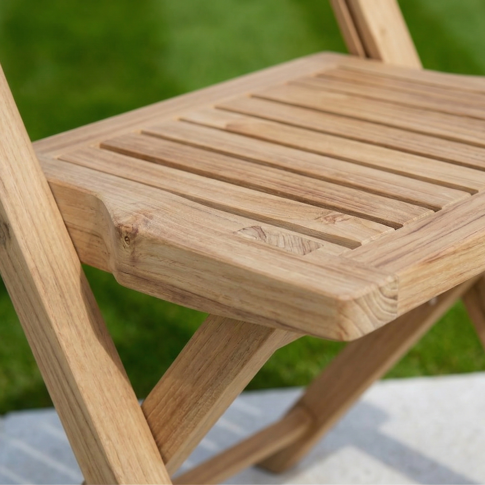 Close-up of folding chair seat
