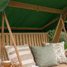 Detail of the swing seat with cushions
