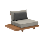 Middle module low outdoor teak-framed sofa with cushions from Sorrento range