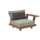 end sofa module with arm contemporary style shown in teak with deep cushions