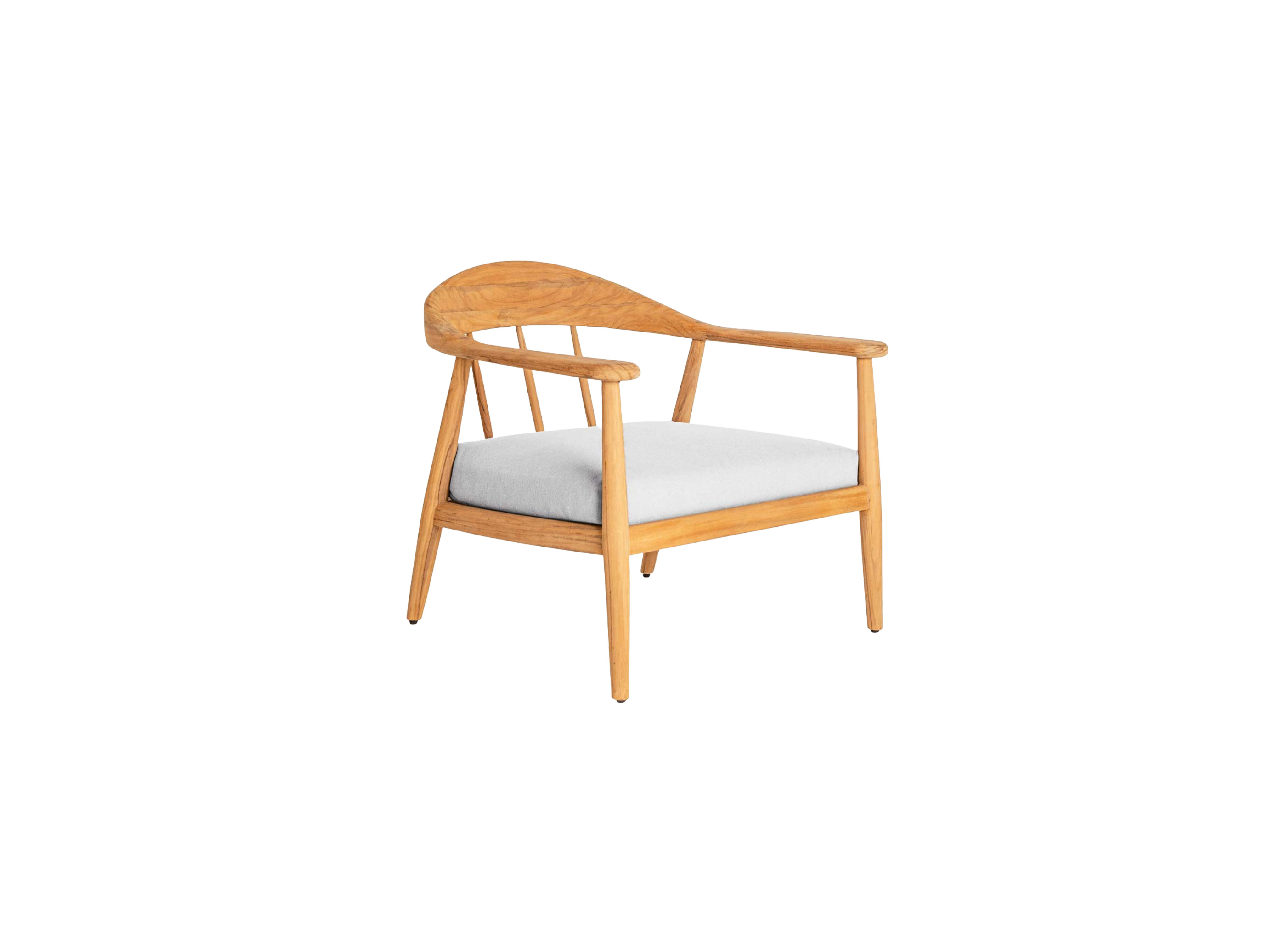 Stylish teak garden lounge chair with arms and curved back, 