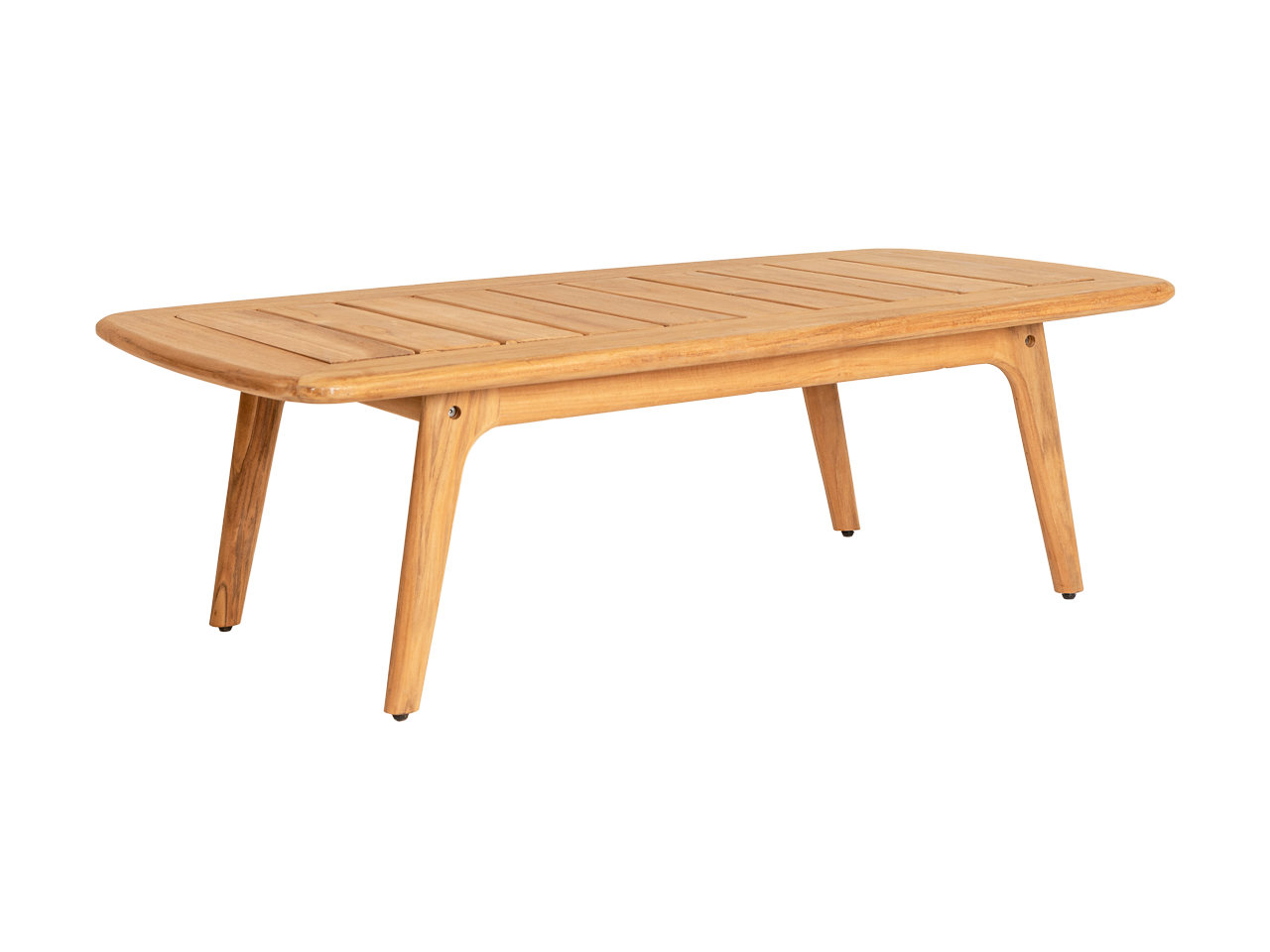 Teak coffee table - rectangular with curved corners