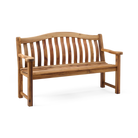 Wooden bench with slatted backrest on a white background