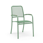 Green metal chair on a white background