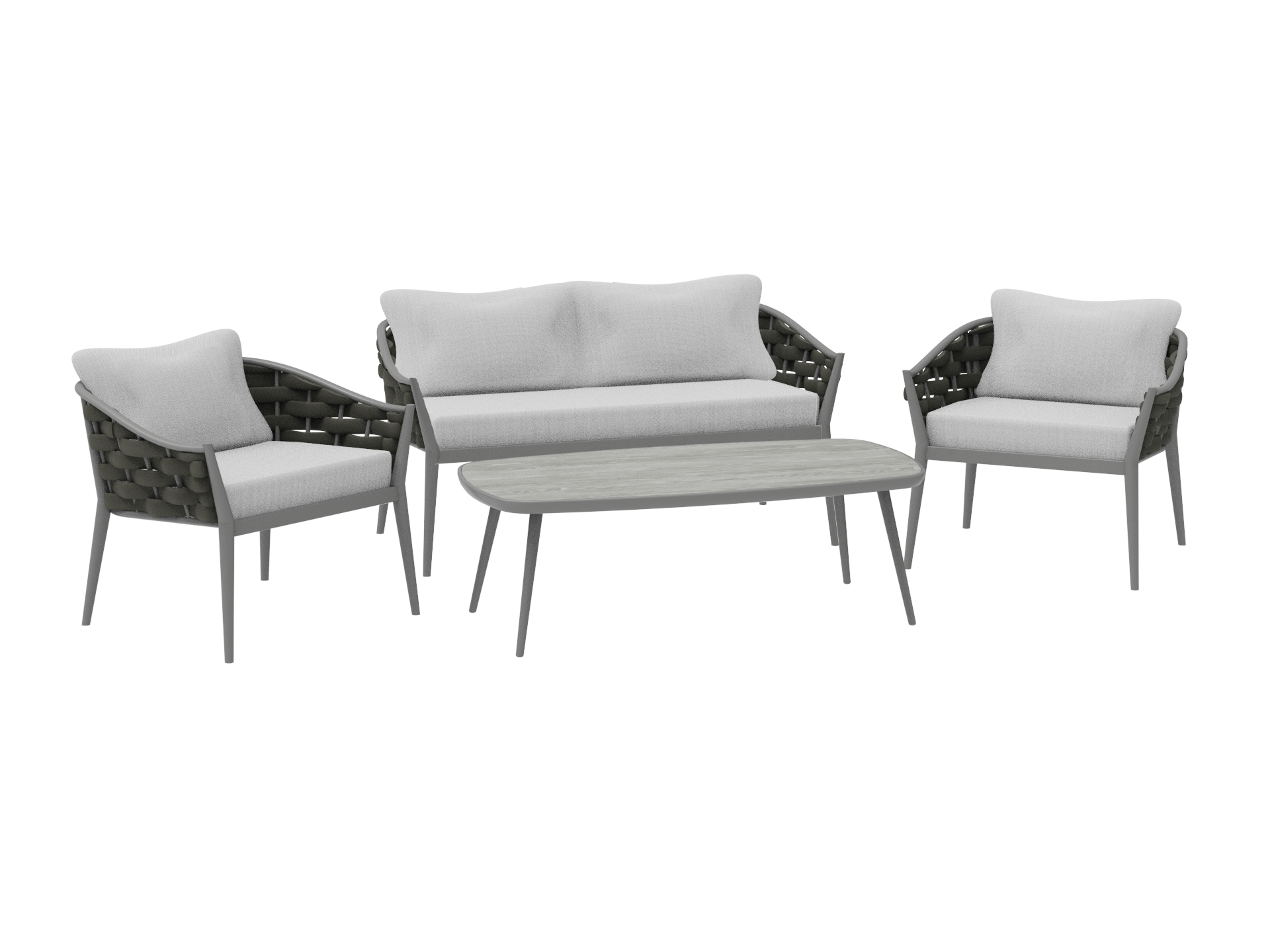 Torino Outdoor Lounge Set Includes two Lounge Chairs, Sofa and Coffee Tabel