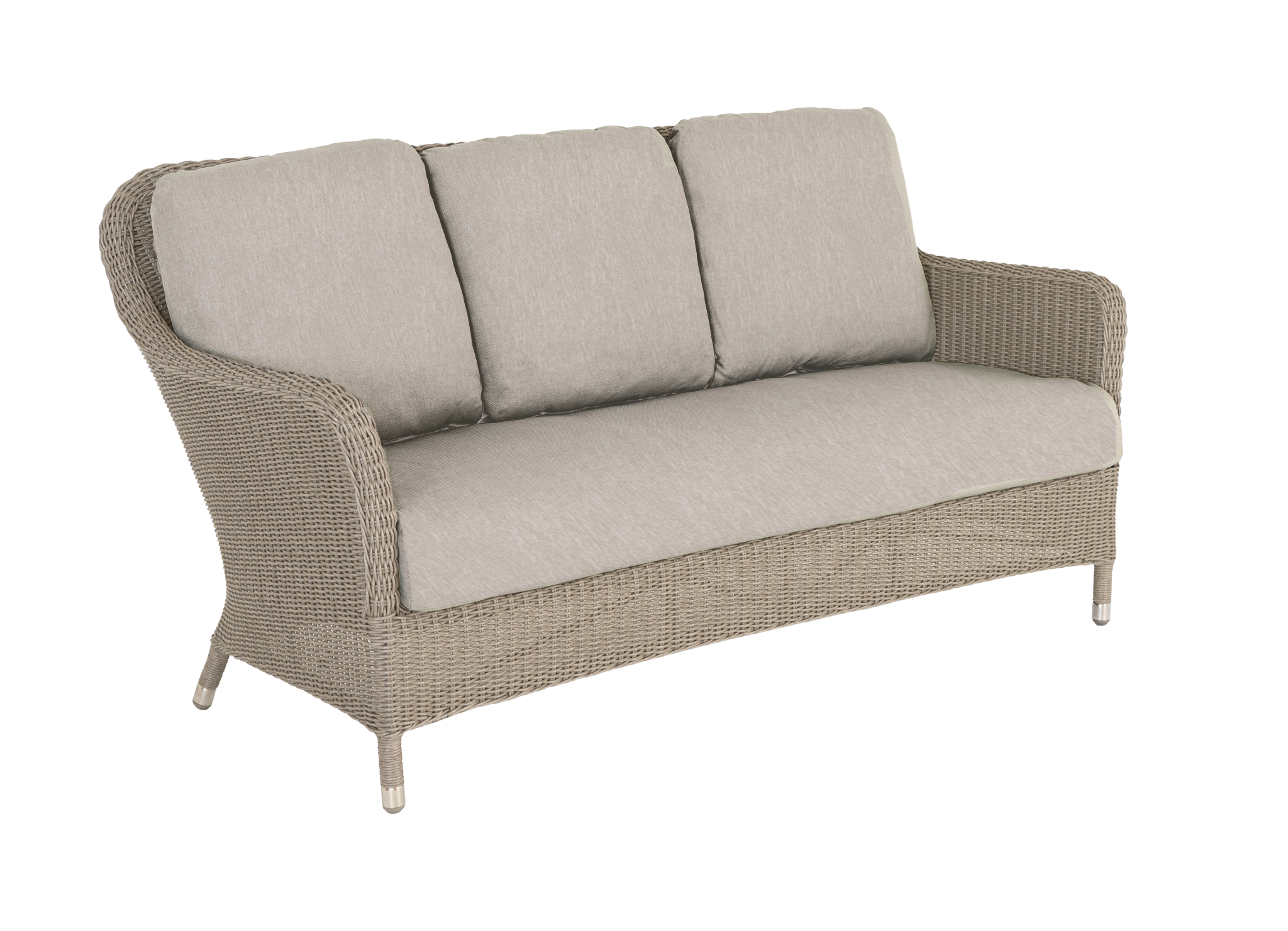 natural hand-woven 3-seater outdoor sofa in light beige