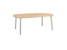 Wooden table with metal legs on a white background