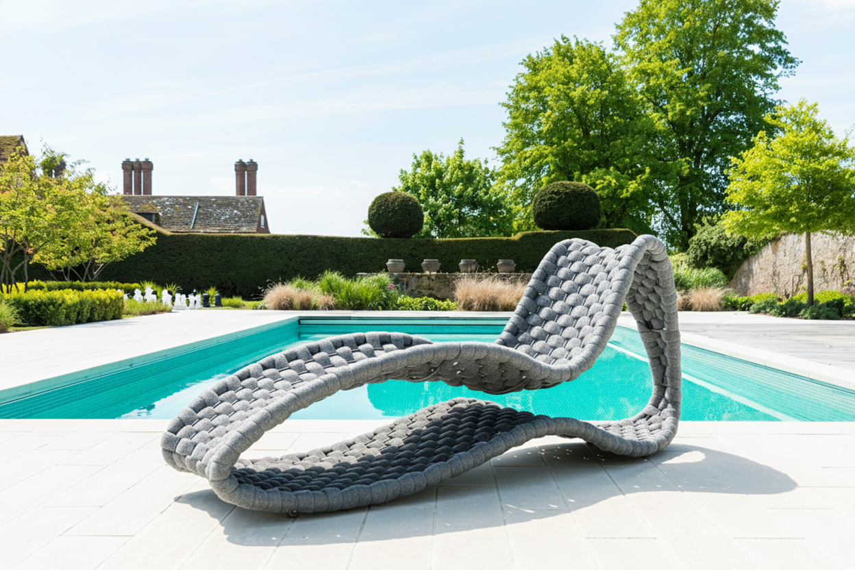 Cordial sun bed in grey made from rope