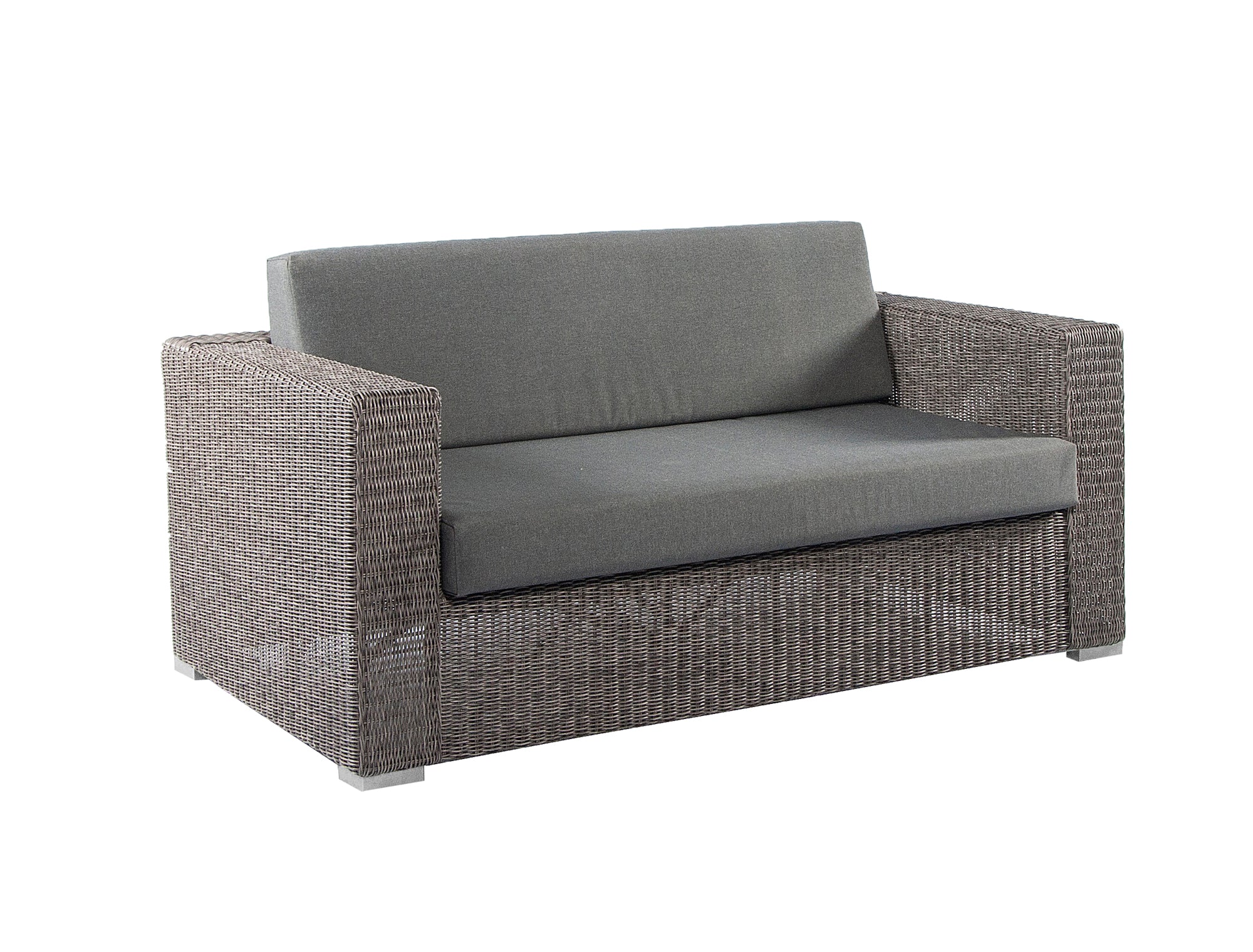 Monte Carlo outdoor sofa with grey cushions by Alexander Rose in high-quality weave