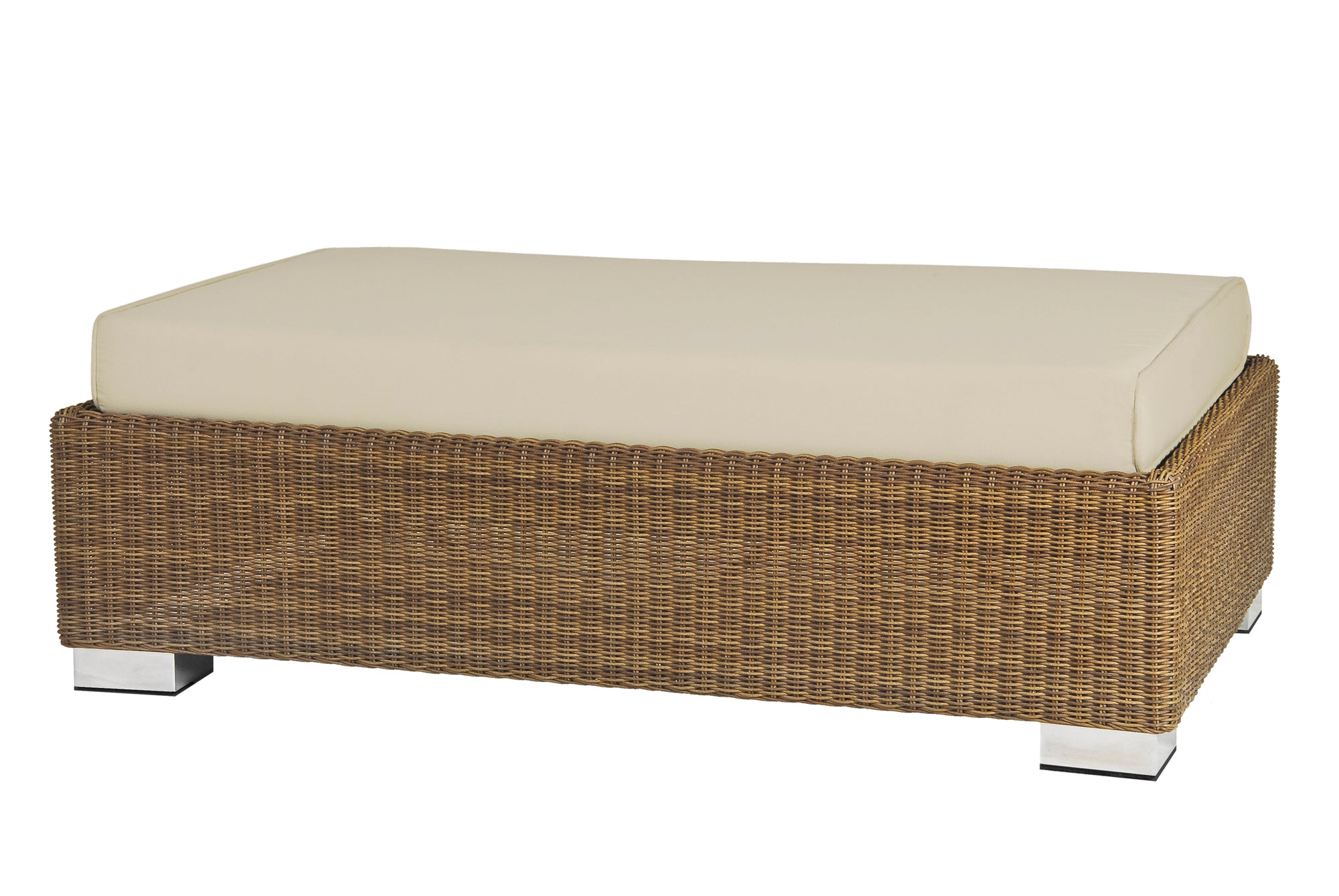 San Marino Ottoman in a warm brown rattan-style weave