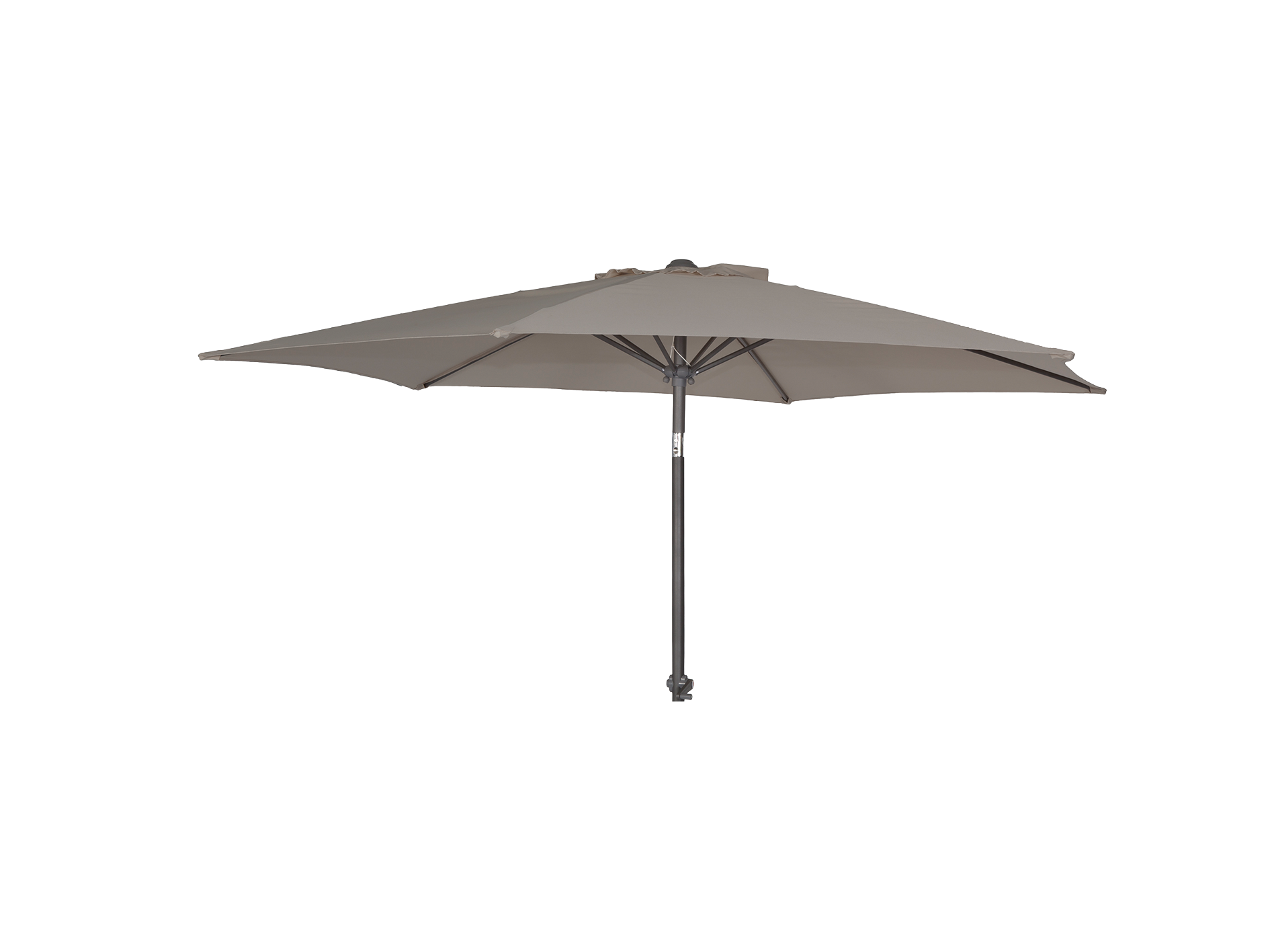 Beige patio umbrella on a white background